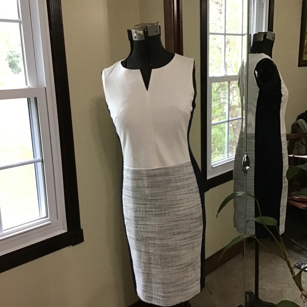 Navy and Cream Dress Tahari 8